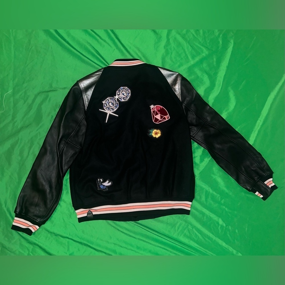 NWT Disney x Coach 10% Leather Black Varsity Jacket size 8 - Picture 6 of 17